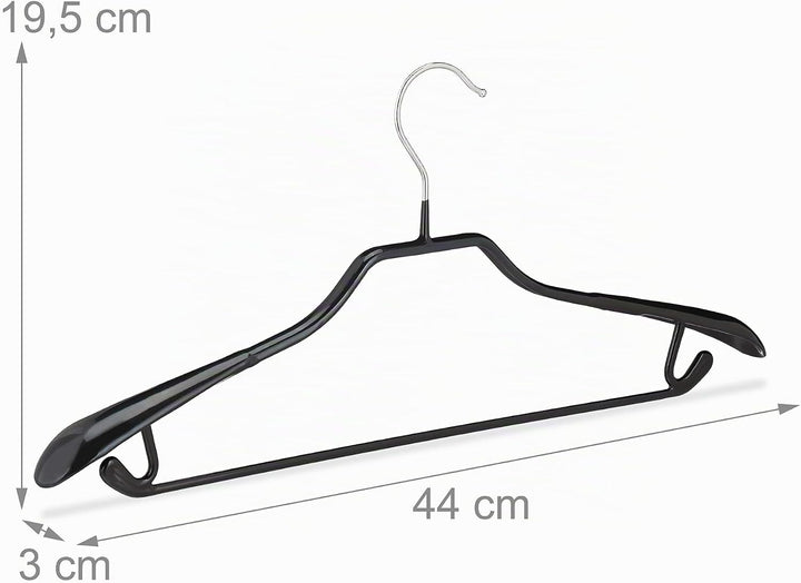Relaxdays, schwarz Kleiderbügel für Anzüge, 10er Set, Anzugbügel, gummiert, aus Metall, rutschfest,
