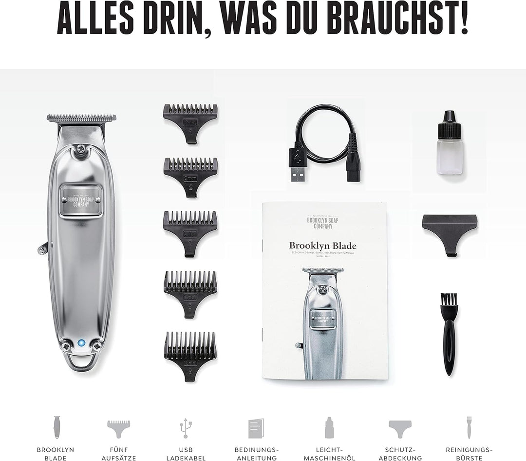Brooklyn Blade® · Brooklyn Soap Company · Profi Barttrimmer für Zuhause · Trimmer aus Edelstahl mit