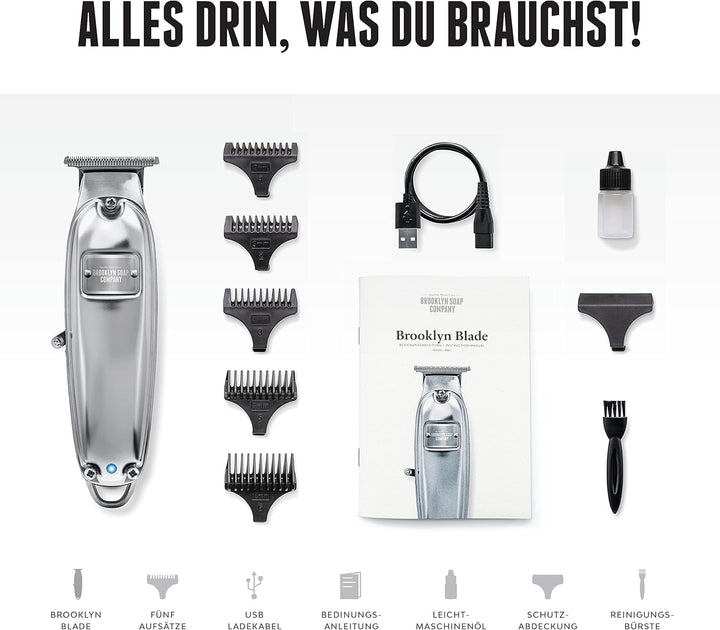 Brooklyn Blade® · Brooklyn Soap Company · Profi Barttrimmer für Zuhause · Trimmer aus Edelstahl mit