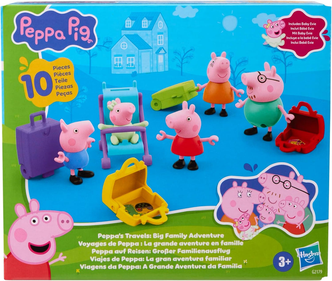 Peppa Pig Peppa auf Reisen: Abenteuer mit der Familie, Figur und Accessoire-Set, enthält Baby Evie,