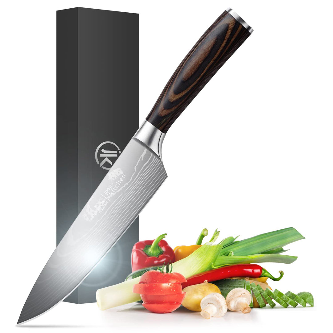 Joeji's Kitchen Kochmesser Profi Messer scharf aus rostfreiem Edelstahl mit ergonomischem Pakkaholzg