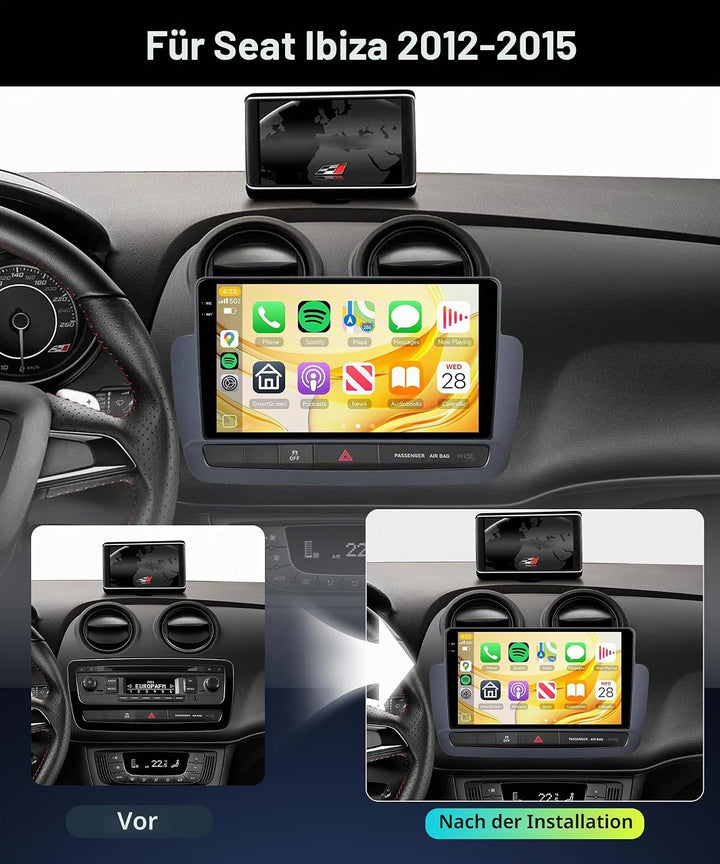 Rimoody 4G+64G Android Autoradio für Seat Ibiza 2012-2015 9 Zoll IN-Cell HD Wireless Carplay Autorad