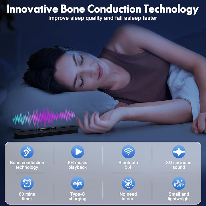 Bluetooth-Knochenschalllautsprecher, Tragbarer Schlaf Knochen Leitung Lautsprecher mit Stereo Bass,