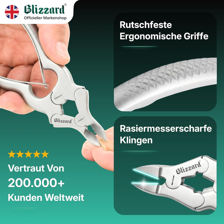 Blizzard Nagelzange für Fussnägel (15cm) - Professionelle Dicke &amp; Eingewachsene Zehennagelknipser -