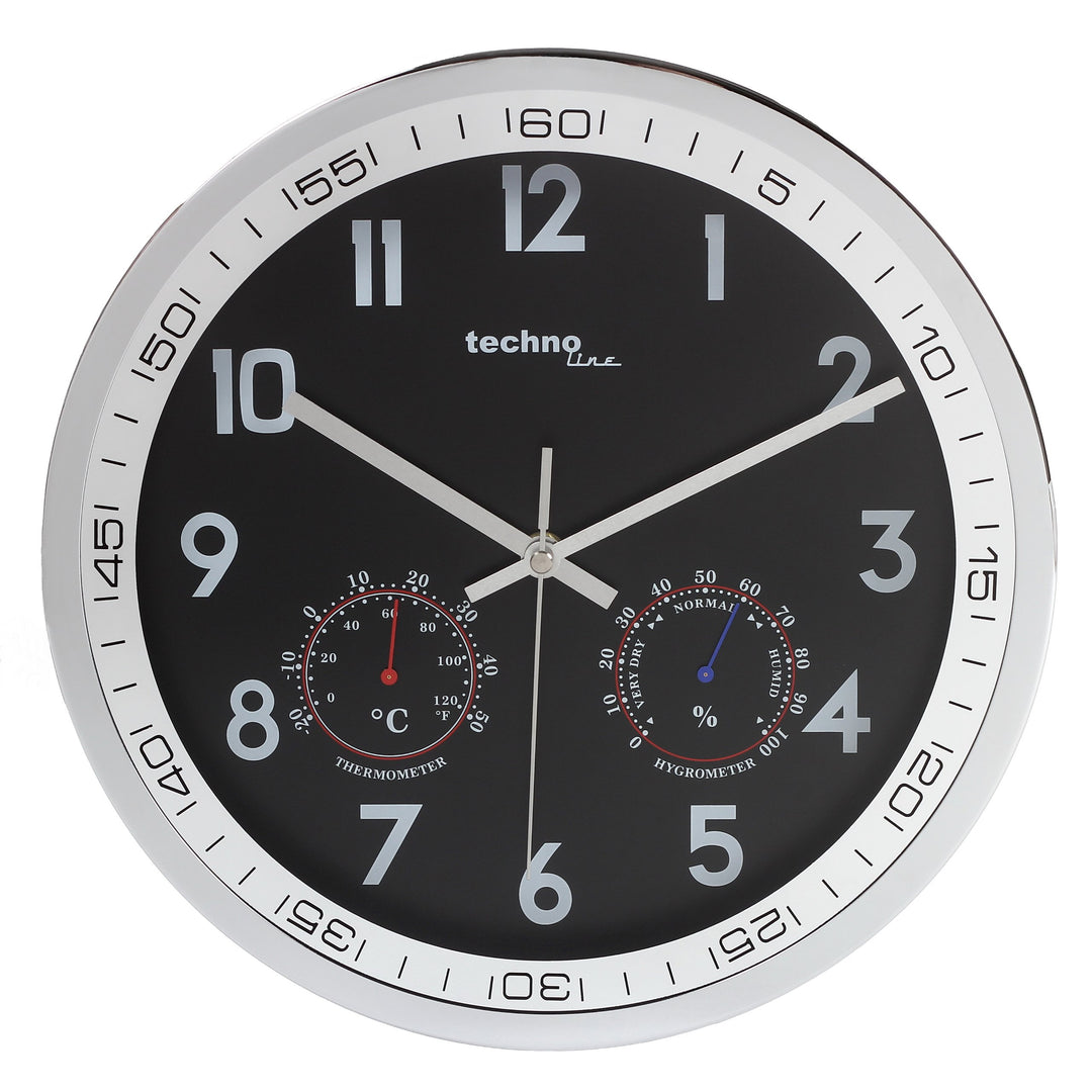 Technoline, WT 7981 Wanduhr, Ø 30cm, silber-schwarz