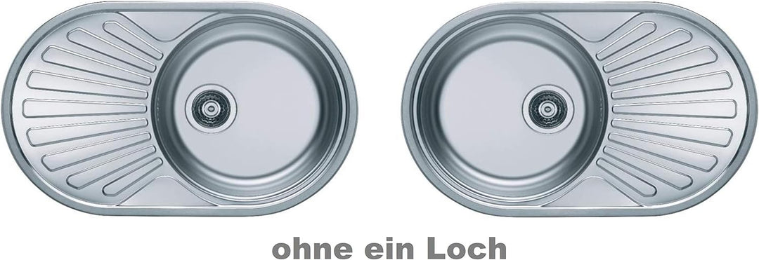 VBChome Einbauspüle 74x44 aus hochwertigem Edelstahl rundes Spülbecken mit Ablagefläche links rechts