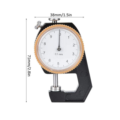 0~10mm Dickenmessgerät, Flachkopf Dickenmessgerät Zifferblatt für Ledertuch Messgenauigkeit 0,1mm