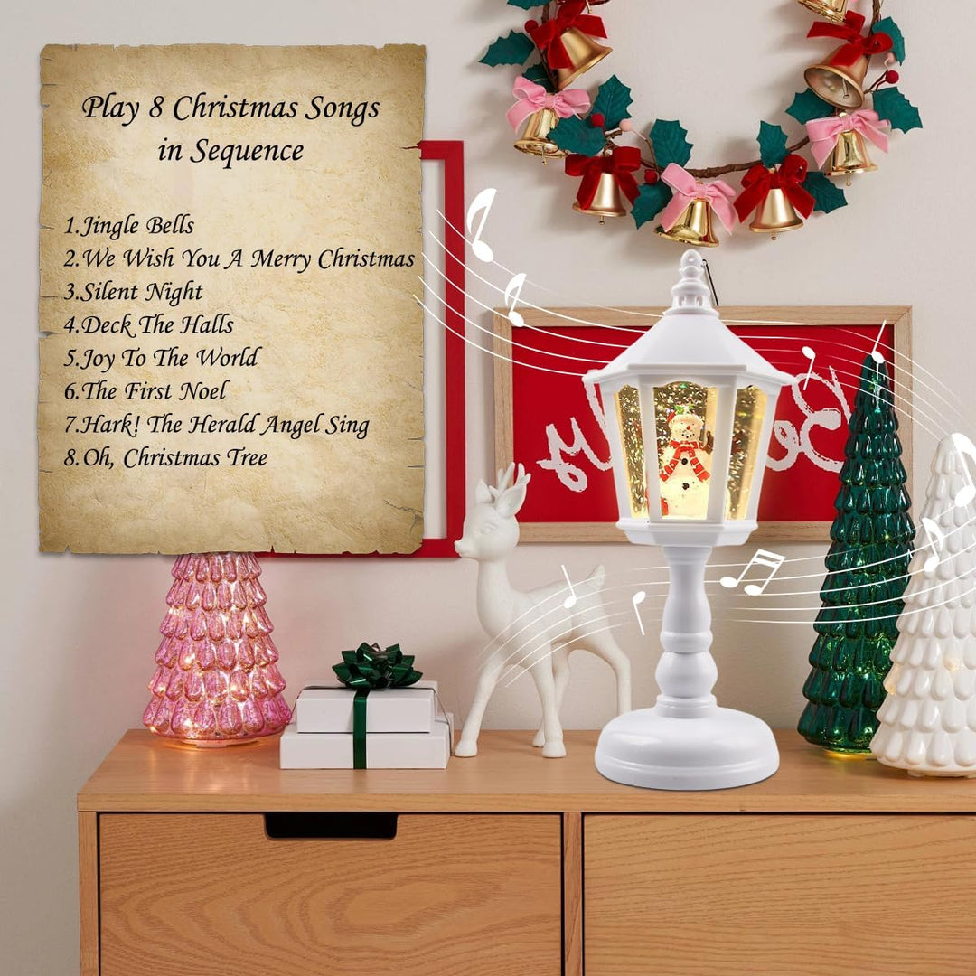 Weihnachts Schneelaterne mit Musik, Schneekugel Laterne Weihnachtskerze, Vintage Weihnachten Wasser