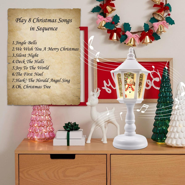Weihnachts Schneelaterne mit Musik, Schneekugel Laterne Weihnachtskerze, Vintage Weihnachten Wasser