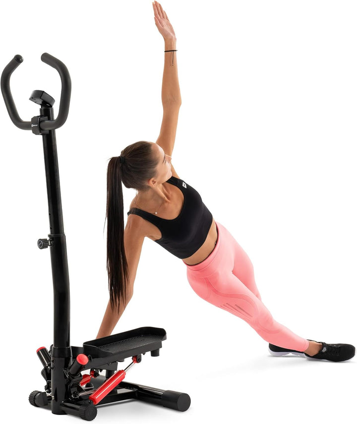 Hop-Sport Swing Side Stepper HS-055S mit verstellbarem Haltegriff Trainingsbändern Computer verstell