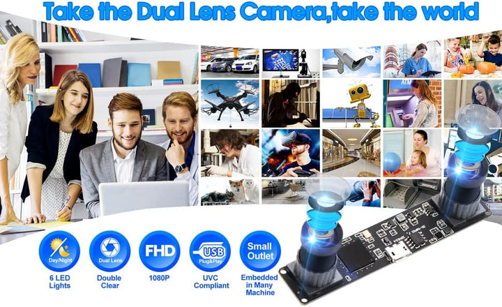 G Doppelobjektiv USB Kameramodul 960p 60fps 3D Stereo Synchronisiertes Webcam Board Modul,1,3MP Dual