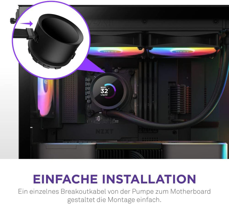 NZXT Kraken 280 RGB - RL-KR280-B1-280mm AIO CPU Wasserkühlung - 1,54" LCD Display 240x240-2x140mm RG
