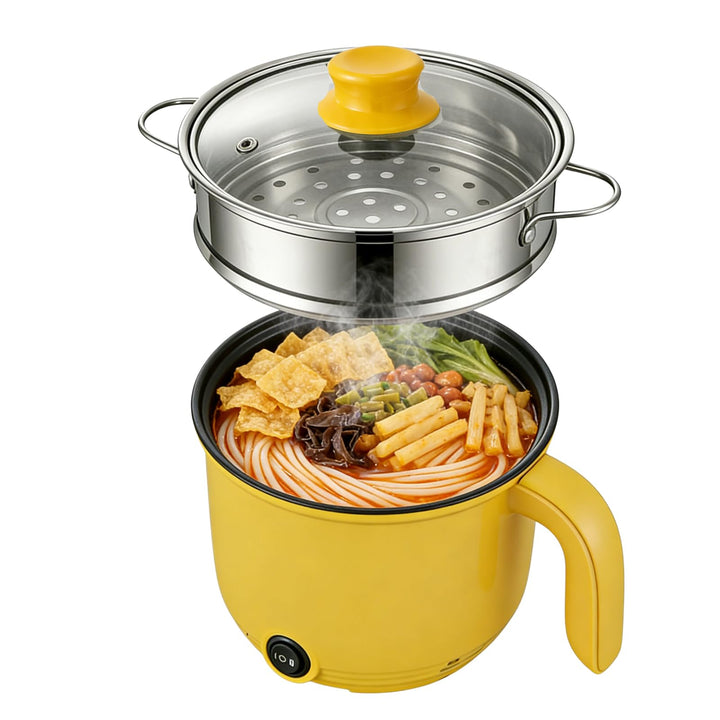 Elektrischer Hot Pot, 1,3l Elektrischer Kochtopf, 600w 220v Hot Pot Ramen Cooker Mit Dampfgarer Aus