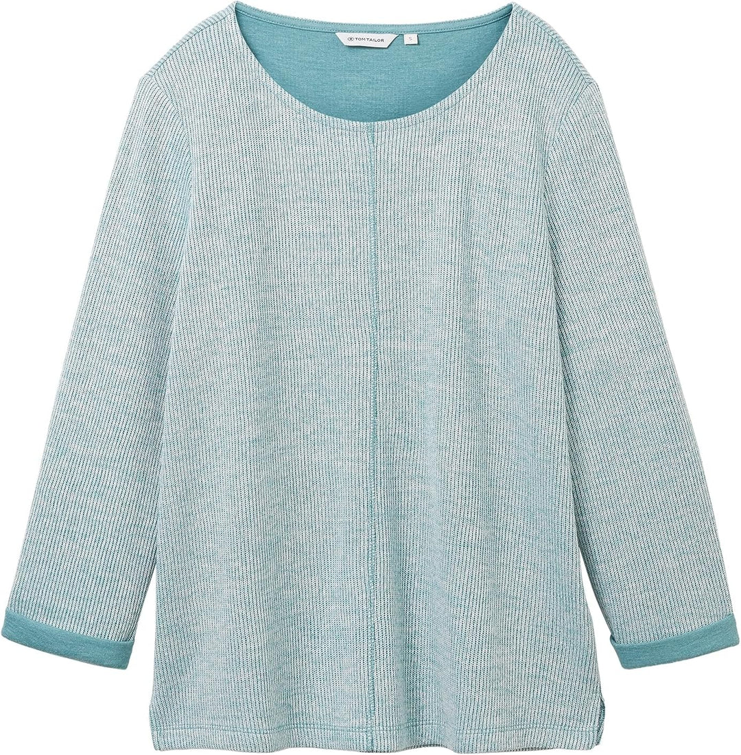 TOM TAILOR Damen Cosy Swearshirt mit 3/4-Arm XS 32402 - Ever Green Melange, XS 32402 - Ever Green Me