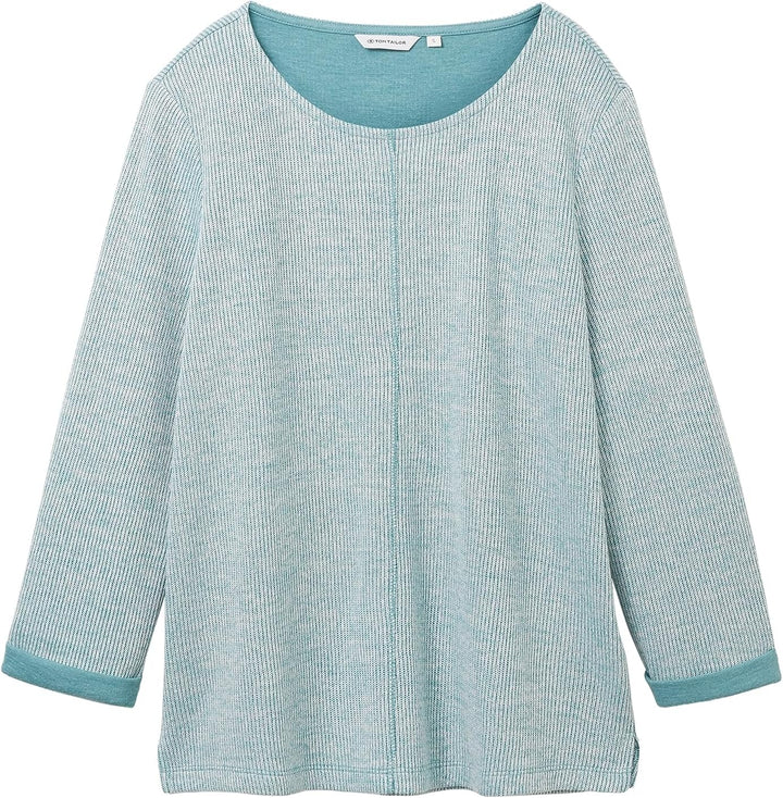 TOM TAILOR Damen Cosy Swearshirt mit 3/4-Arm XS 32402 - Ever Green Melange, XS 32402 - Ever Green Me