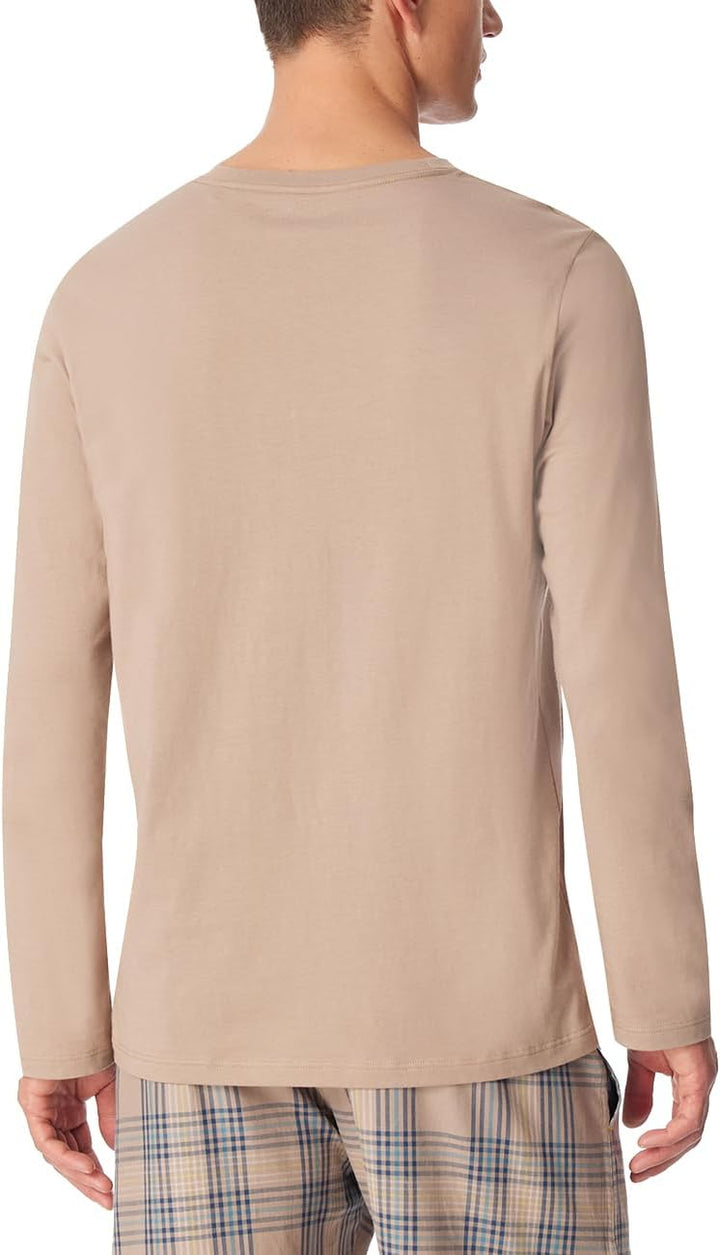 Schiesser Herren Schlafshirt Langarm Rundhals-Mix + Relax Pyjamaoberteil S Braungrau_181189, S Braun