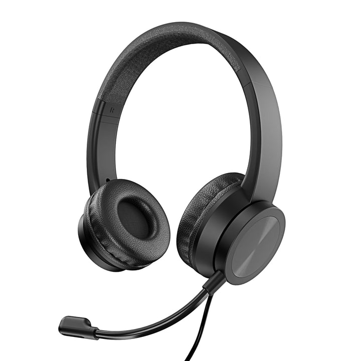 VulTech Headset On Ear HS-03 Schwarz USB Kopfhörer mit Mikrofon auf verstellbarem Kopfbügel für PC m