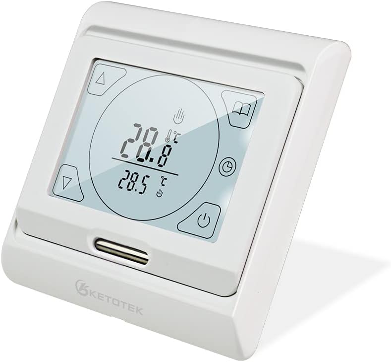 KETOTEK Programmierbare Digitales Thermostat für Wasser Fussbodenheizung 3A 230V, Raumthermostat Fus