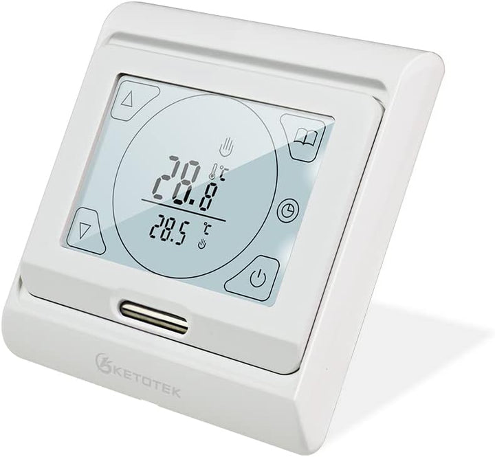 KETOTEK Programmierbare Digitales Thermostat für Wasser Fussbodenheizung 3A 230V, Raumthermostat Fus