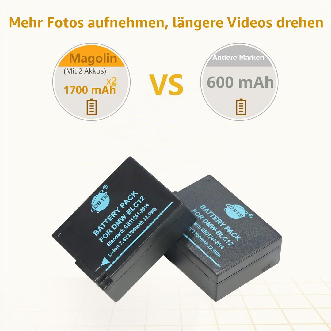 (2-Pack) DMW-BLC12 DSTE Ersatz Batterie Akku Kompatibel für DMW-BLC12E und BP-DC12,Sigma BP-51,V-LUX