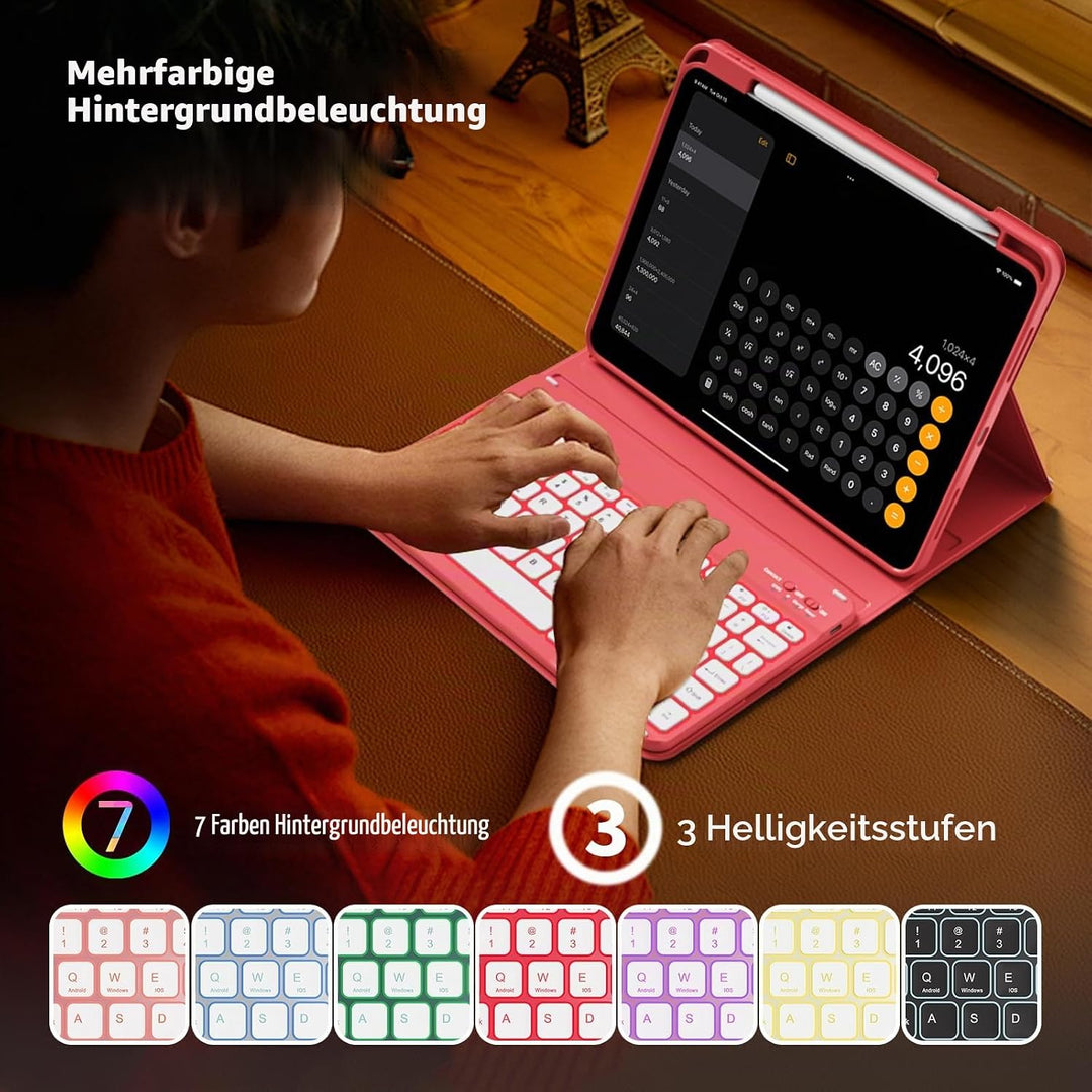 Tastatur Hülle für iPad 10. Generation 10,9" 2022 &amp; iPad 11th Gen A16 2025 mit Stifthalter, TPU Rück