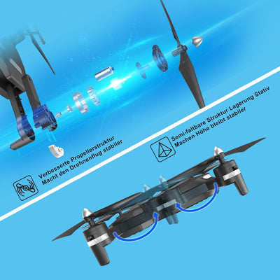 Wipkviey T26 Drohne mit Kamera 1080P, RC Faltbare FPV Quadcopter mit 2 Batterien, 26-30 Min. Flug, 3