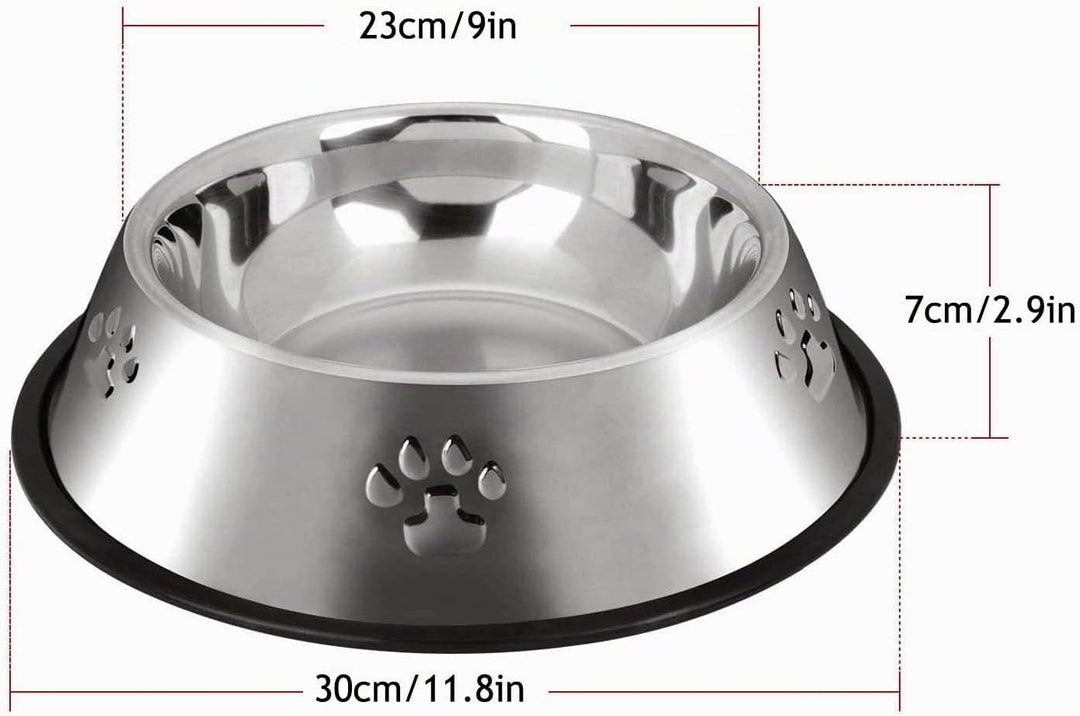 2 Stück Edelstahl Hundenapf,rutschfeste Hundenäpfe/Futternapf,Hundenapf Grosse Hunde (30 cm) XL-30CM