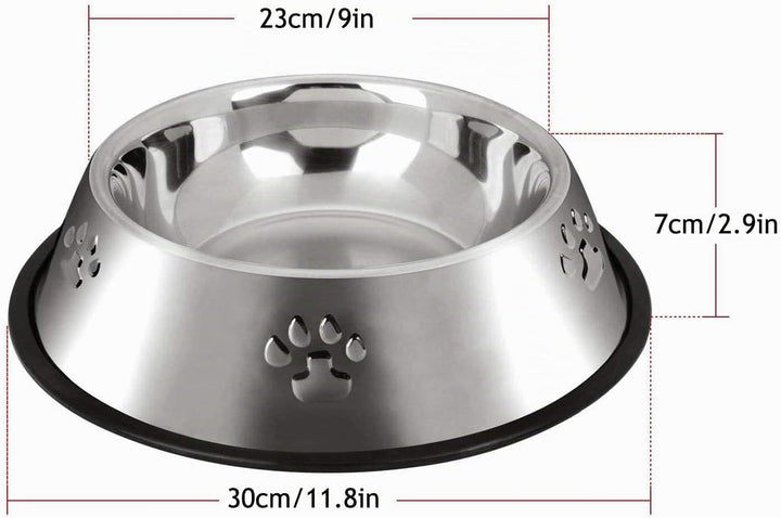 2 Stück Edelstahl Hundenapf,rutschfeste Hundenäpfe/Futternapf,Hundenapf Grosse Hunde (30 cm) XL-30CM