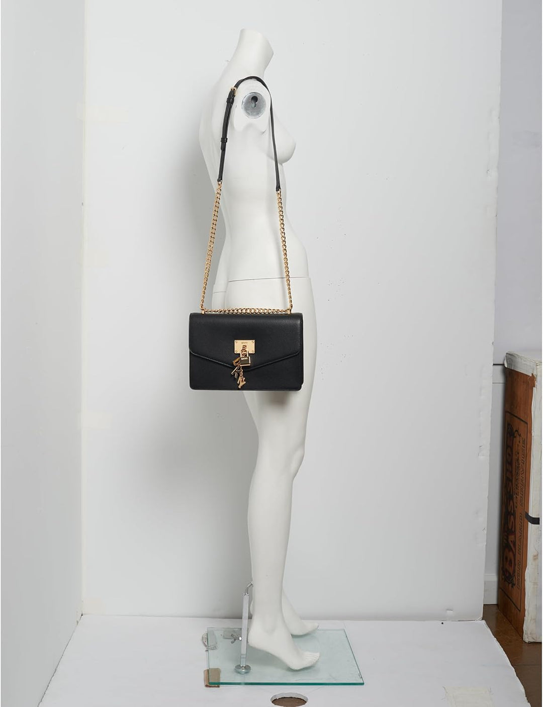 DKNY Damen Elissa Lg Shoulder Bag Umhängetasche, Einheitsgrösse Black Gold, Black Gold