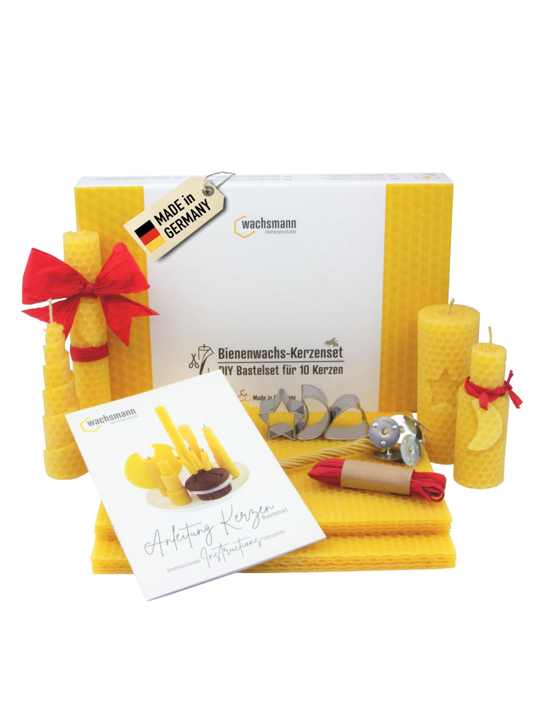 Bienenwachs Kerzen selber machen Set für 10 Bienenwachskerzen, DIY Bastelset bunt für Kinder & Erwac
