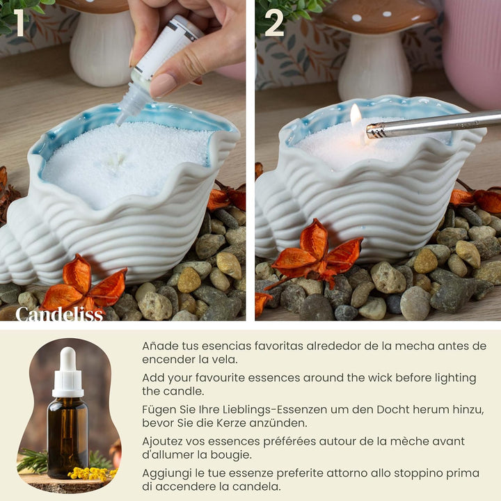 Kerzensand mit Docht Set in edler, weisser Metalldose. Kerzen sand perlenkerzen Pearled candle powde