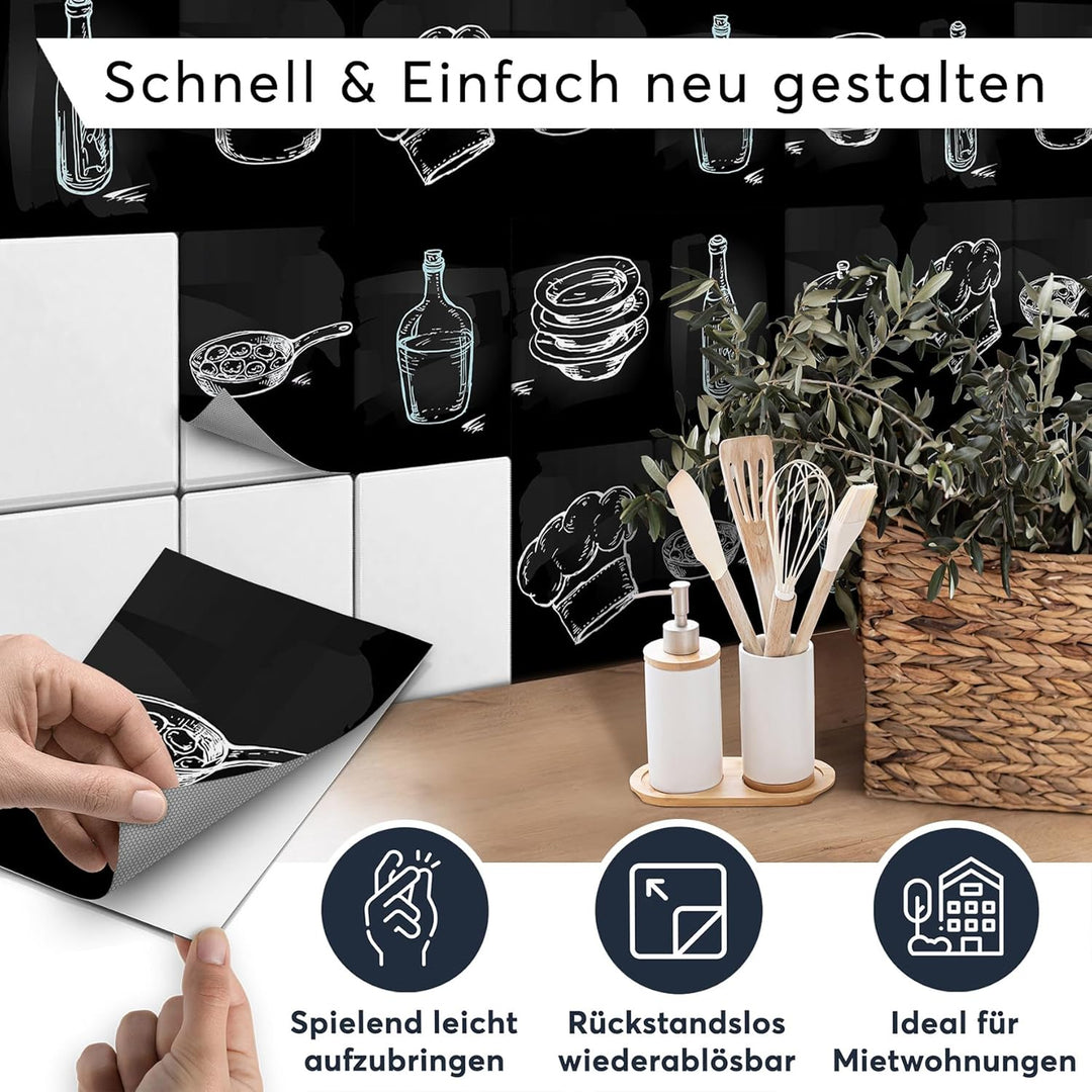 CREATISTO Klebefliesen Stickerfliesen Fliesenfolie - Aufkleber Sticker für Wandfliesen I Klebefliese
