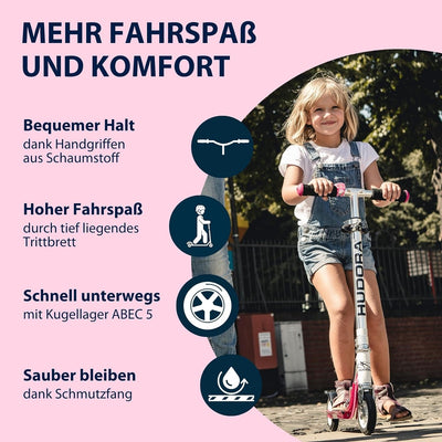 HUDORA BigWheel 125 Scooter - Sicherer & hochwertiger Aluminium-Roller für Kinder - Höhenverstellbar