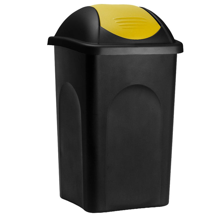 Stefanplast® Mülleimer mit Schwingdeckel, 60 Liter Schwarz/Gelb, Schwarz/Gelb