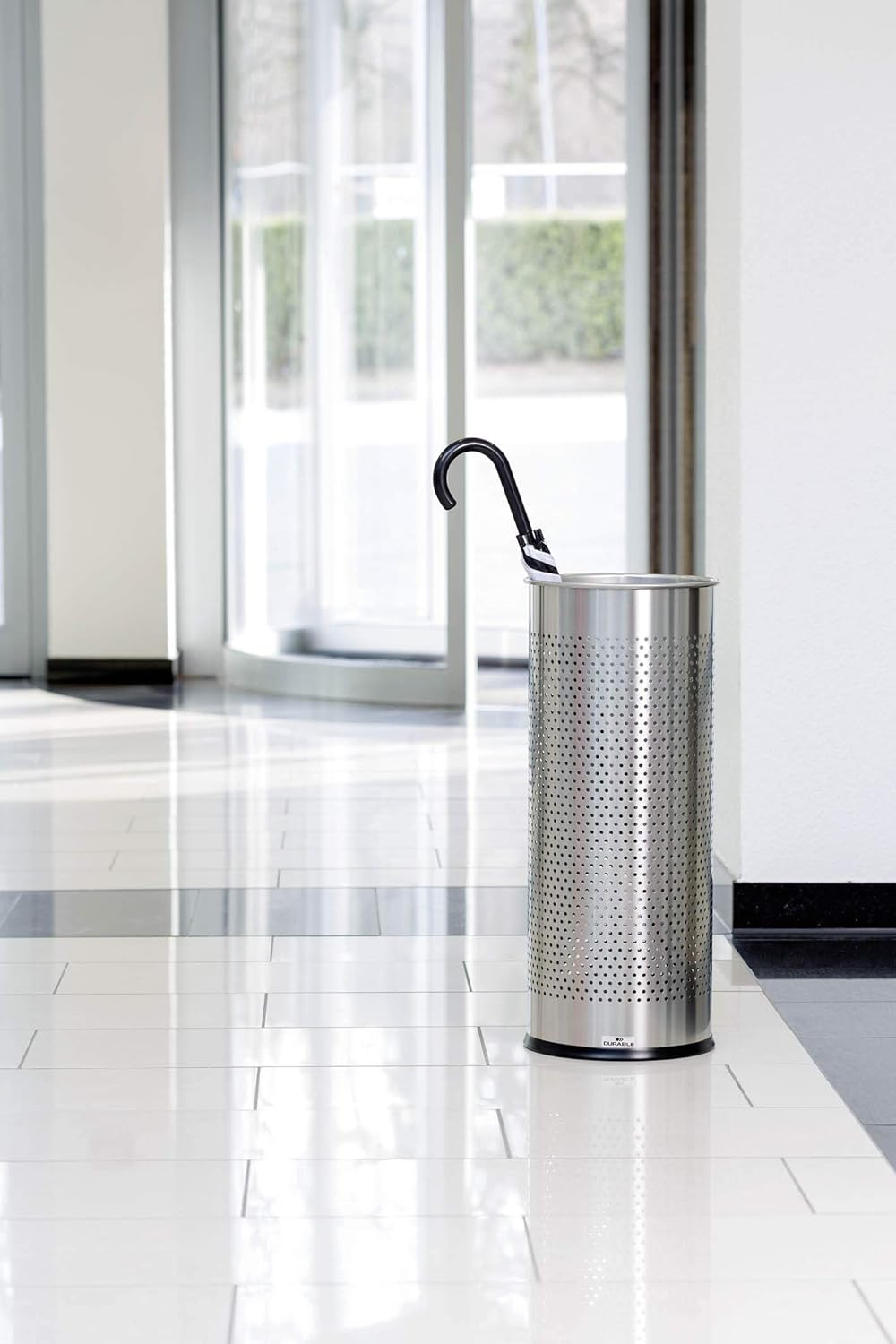 Durable Schirmständer aus Edelstahl rund 28,5 Liter, silber, 337123, Edelstahl