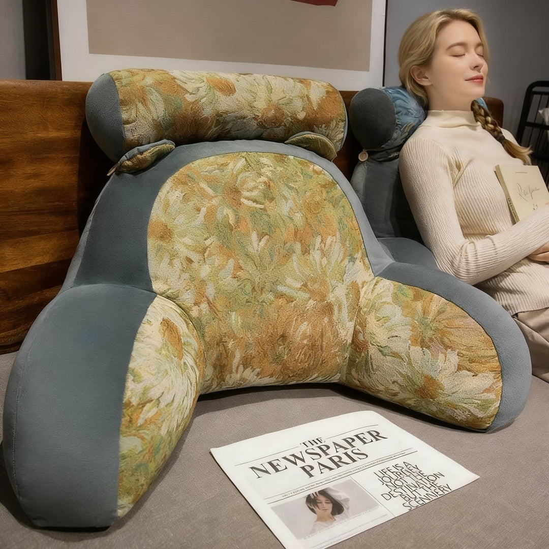 Rückenkissen für Bett und Sofa mit Armlehnen Ergonomisches Lesekissen Erwachsene Atmungsaktives Lese