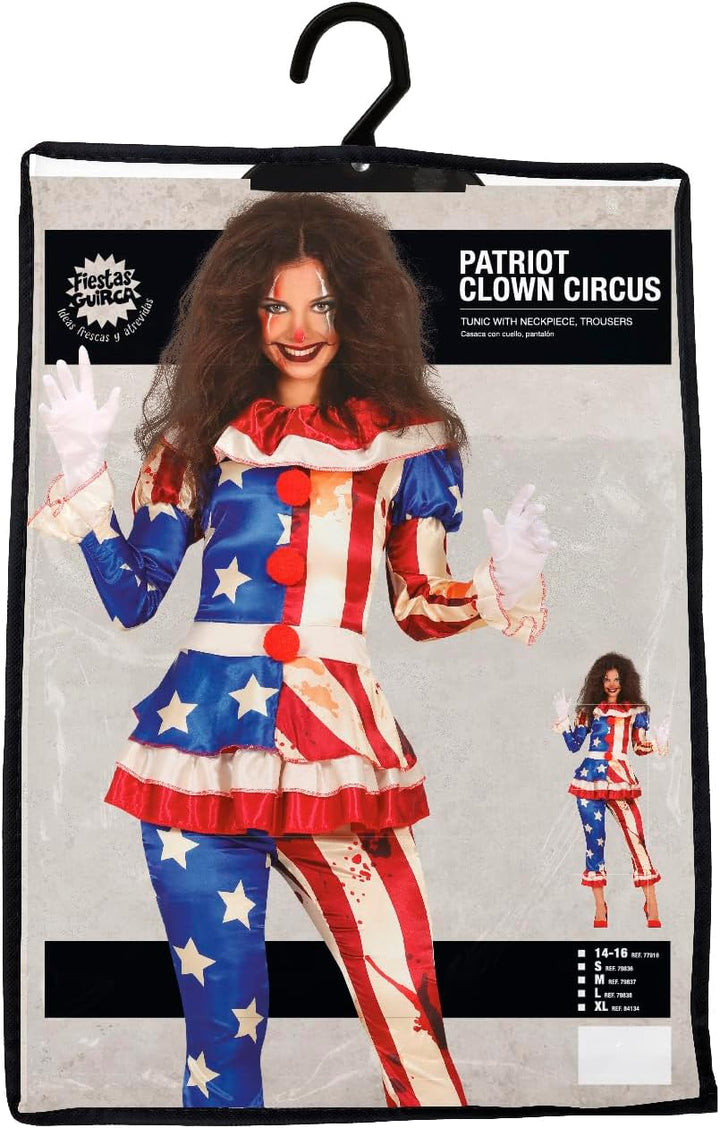 FIESTAS GUIRCA Böser Amerikanischer Clown Halloween Kostüm Damen – USA Horror Clown Halloween Kostüm