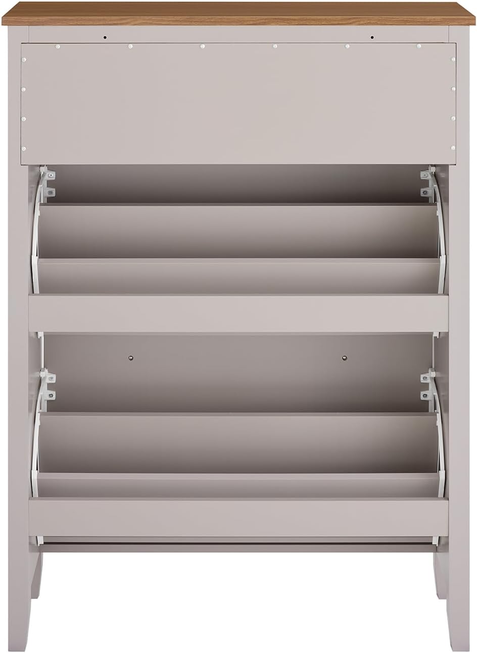 SoBuy Schuhschrank Schmal Schuhkipper Schuhkommode Schmal mit 2 Klappen & Schublade – Platz für 12 P