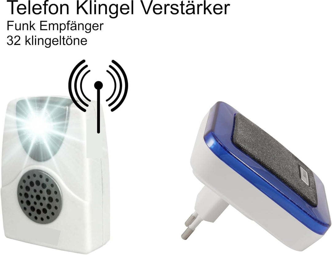 TEL. Klingeltonverstärker Ringflash Klingelton 95 dB Rufton Blitzlicht per Funk