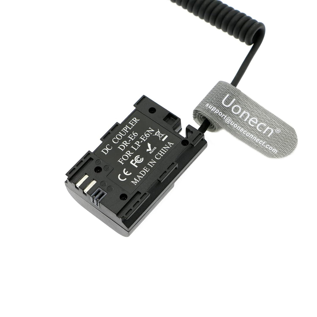 Uonecn LP-E6 Dummy Akku zu PD USB C Typ-C Spiralkabel für Canon EOS 80D, 90D, 5DS, 5DSR, 6D, 60D 5D