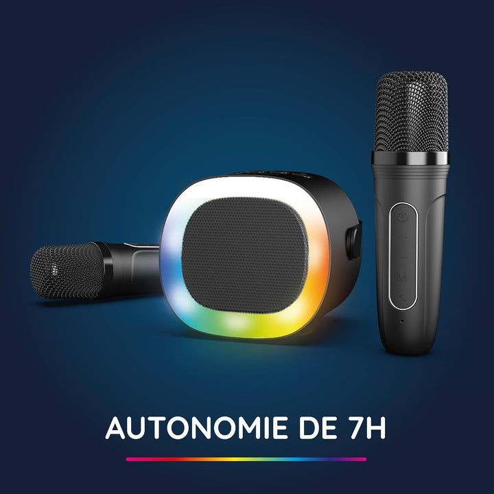 R-MUSIC Karaduo Karaoke-Komplett-Set – 2 kabellose Karaoke-Mikrofone + tragbarer Bluetooth-Lautsprec