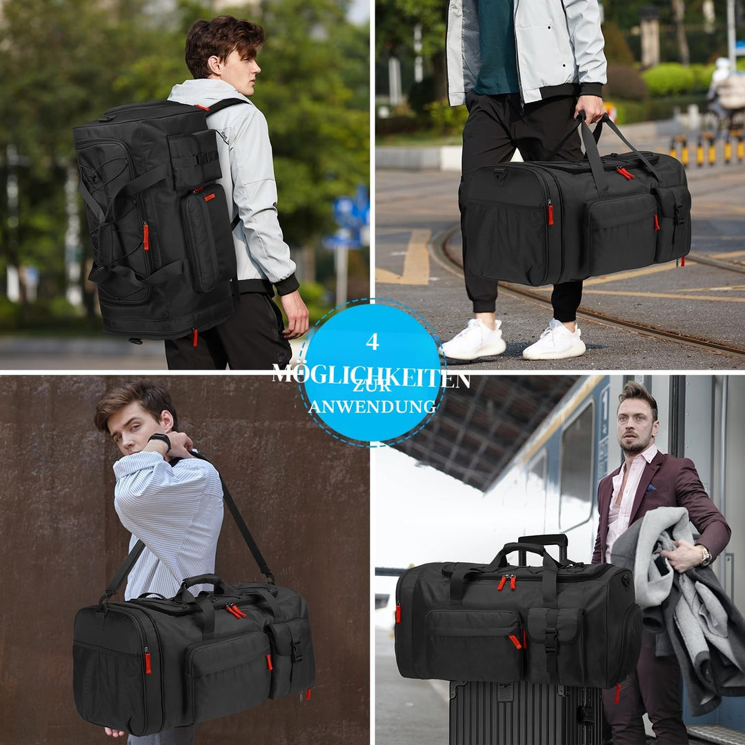 70L Sporttasche Herren Extra Gross Reisetasche Rucksack mit Schuhfach Wasserdicht Fitness Trainingst