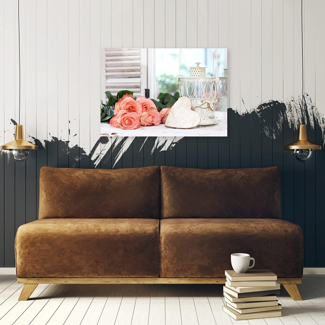 Feeby Vlies Leinwandbild Shabby Chic 80x60 cm Wand Bild Kunstdruck Deko Wohnzimmer Wohnungs Deko Abs