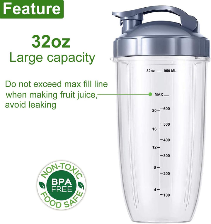 Ersatzteile Zubehör für Nutribullet Mixer, Extraktor Klinge und 950ml Becher mit Flip-Top Becherdeck