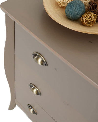 IDIMEX Kommode Antoinette, schönes Sideboard im Barockstil, antike Anrichte aus Kiefer in Taupe, pra