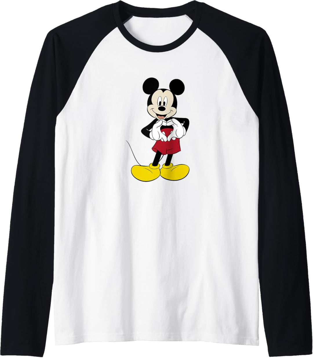 Disney Mickey Mouse Classic Heart Hands Give Love Raglan