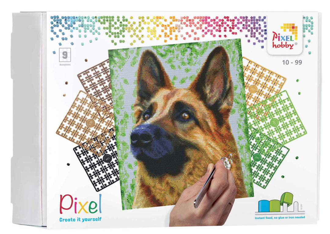 Pixel P090049 Mosaik Geschenkverpackung Hund, Pixelbild ca. 30,5 x 38,1 cm gross, kinderleichtes Ste