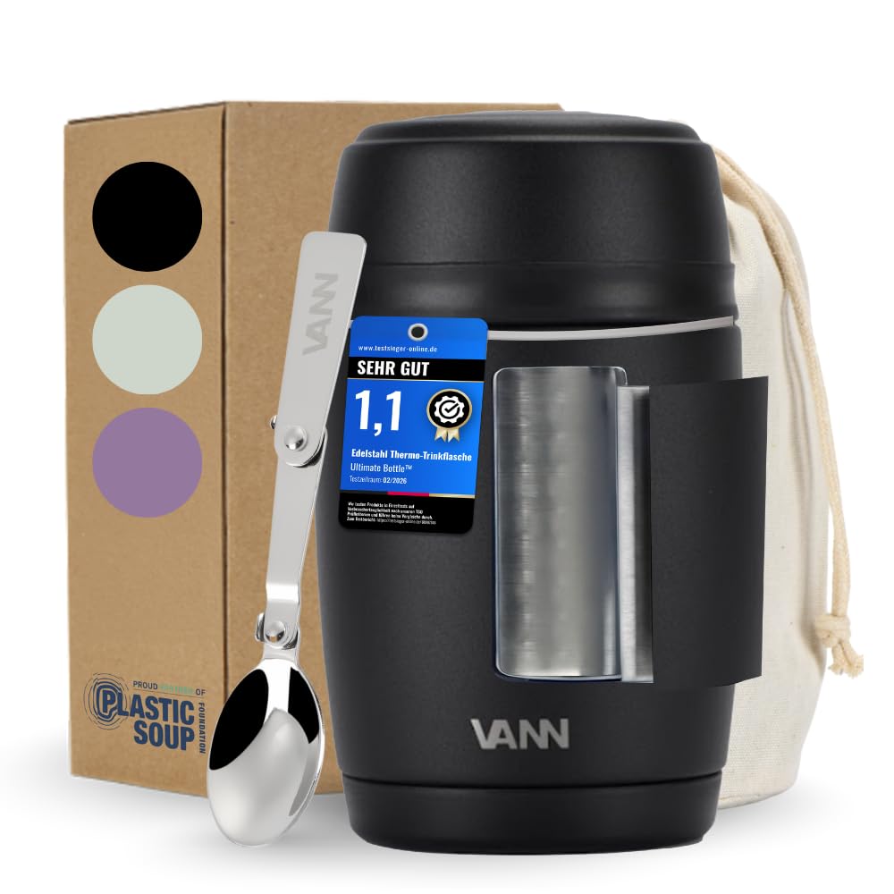 VANN Thermobecher für Essen 450 ml – Thermobehälter [16h kalt, 9h warm] – Recycelte Edelstahl Thermo