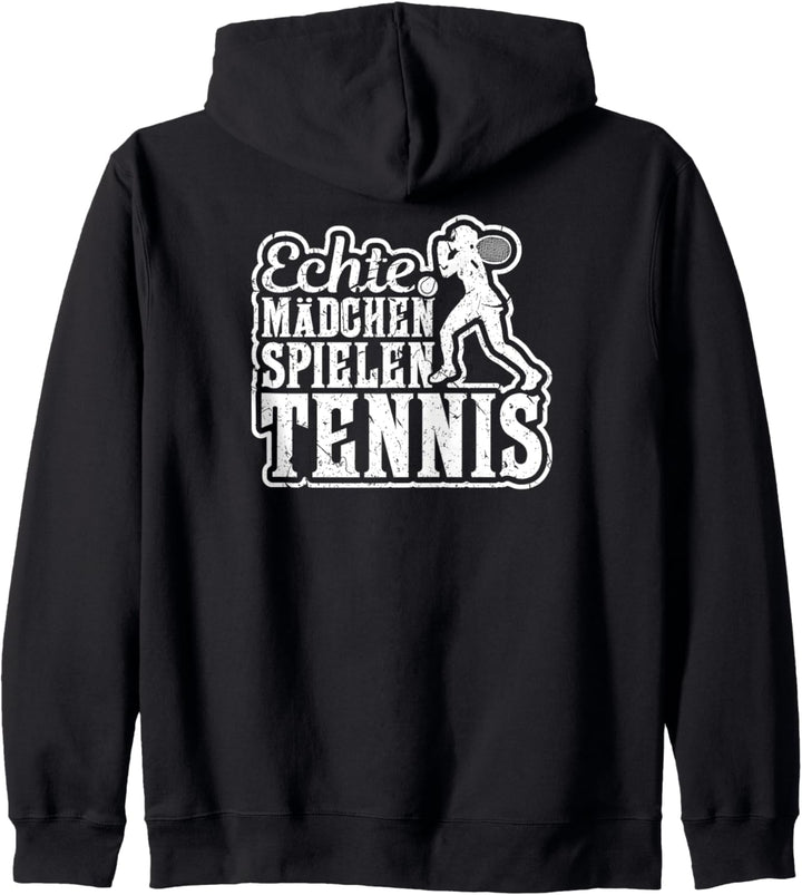 Echte Mädchen Spielen Tennis Tennisspielerin Kapuzenjacke