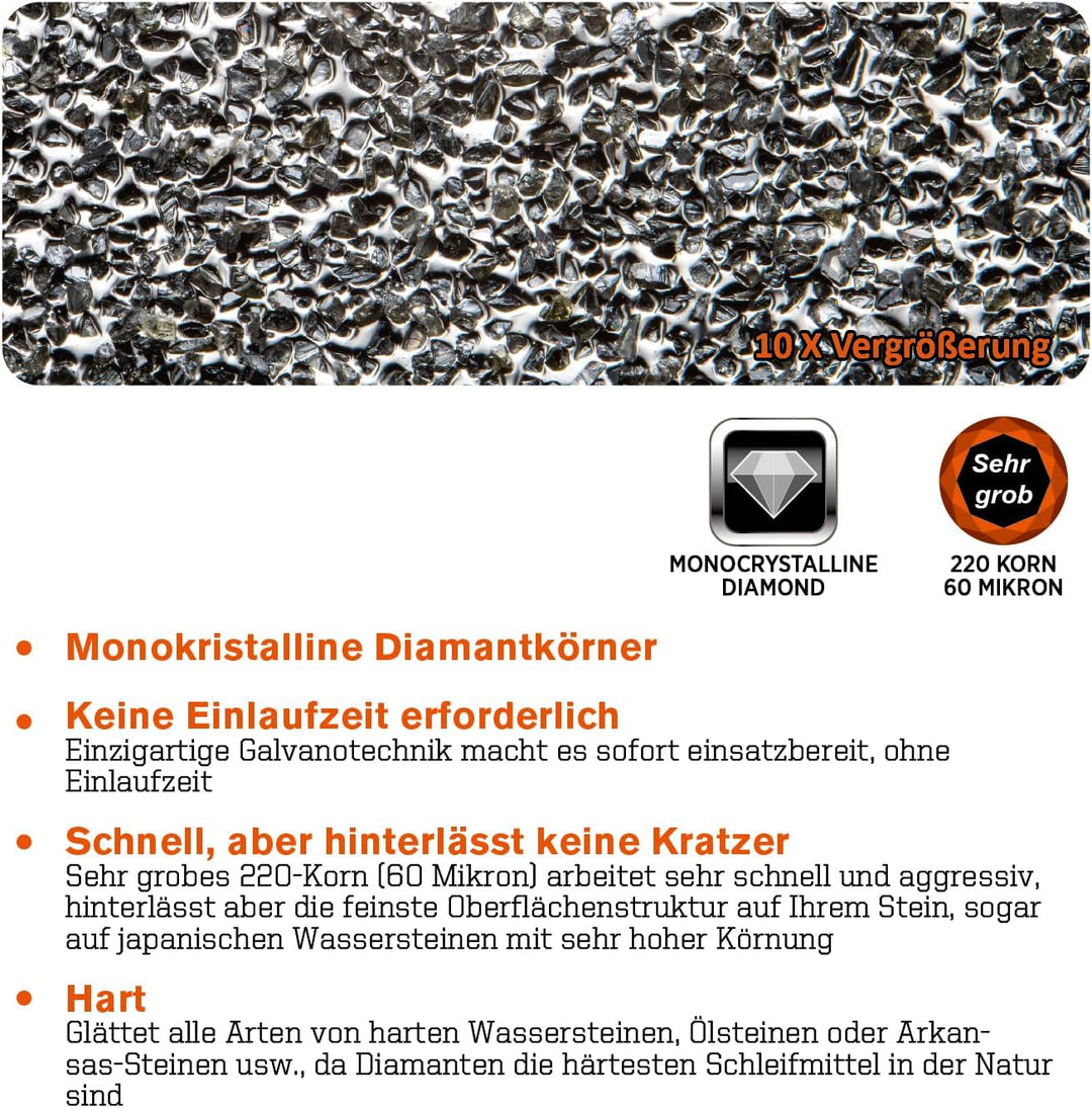 SHARPAL 145H 25,4 x 10,2 cm Diamant-Läppplatte, Schleifsteine Abflacher, extra grobe Körnung 220 für